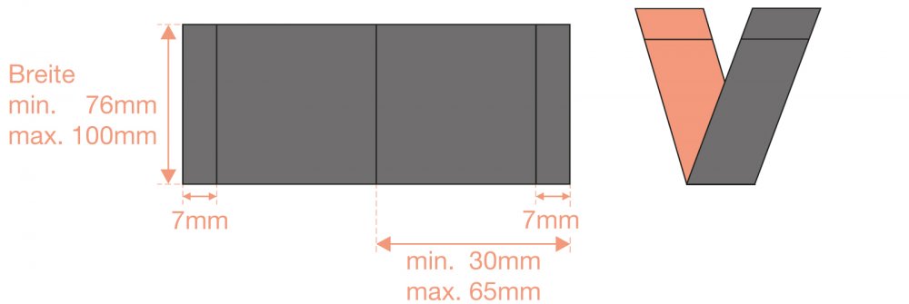 Textiletikett mit Mittelfalz - breit