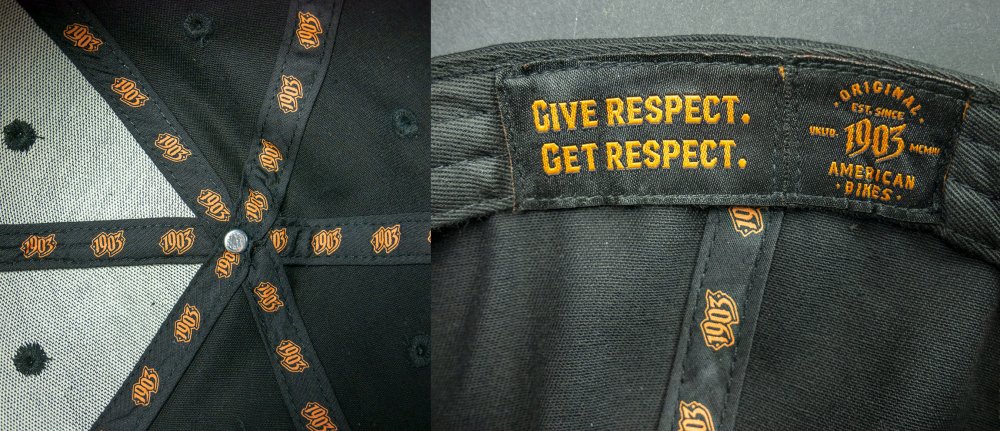 Cap inside | Screen-printed seam tape & woven labels