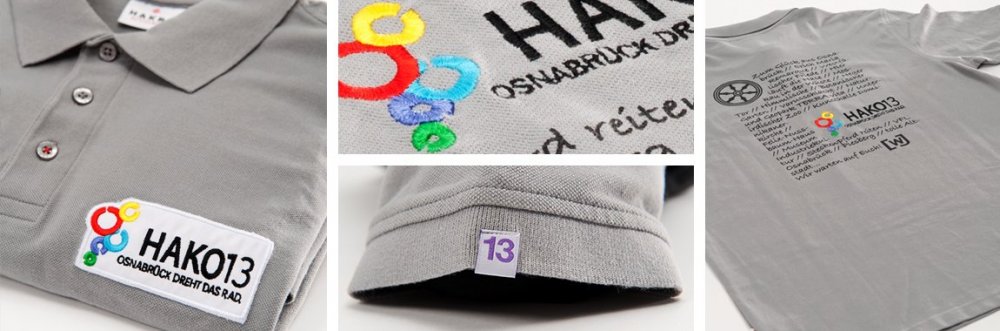 Hako13 | Poloshirt mit Stick-Aufnäher / Siebdruck / Stickerei / Webetikett
