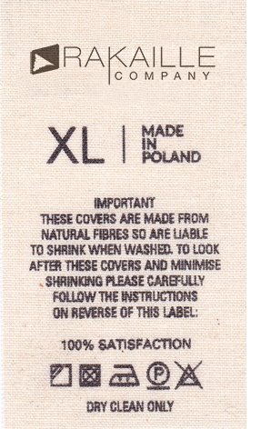 Bedruckte Etiketten, Beispiel Material, Baumwolle