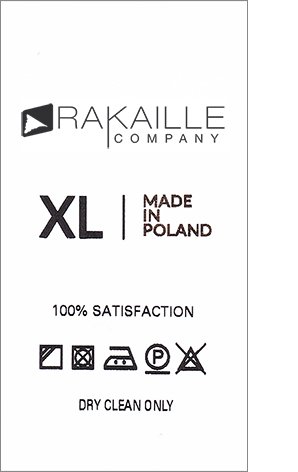 Bedruckte Etiketten, Beispiel Material, Nylon weiss