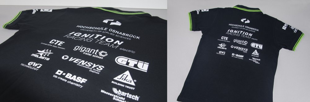 Ontsteking -Racing Team Electric - Osnabrück - Teamkleding in schermafdrukken