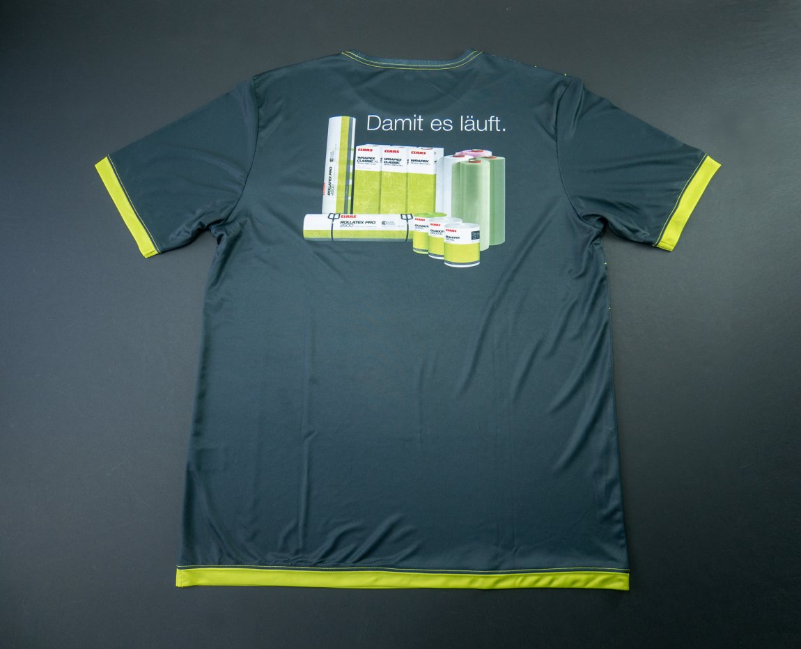 Claas | T-Shirt Sublimation
Vollflächig bedrucktes T-Shirt (sublimiert)