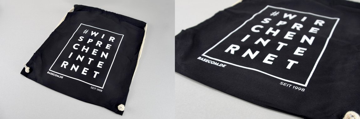 Basecom - Rucksack / Gymsac im Siebdruck bedruckt - Textildruck