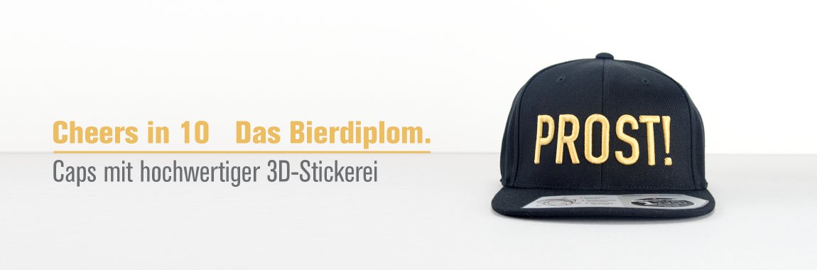 Cheers in 10 - Bierdiplom - Cap mit 3D Stickerei