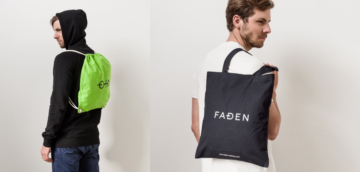 Rakaille Company-Faden Clothing-Modelabel Startup-Jutebeutel-Gymbag-Siebdruck