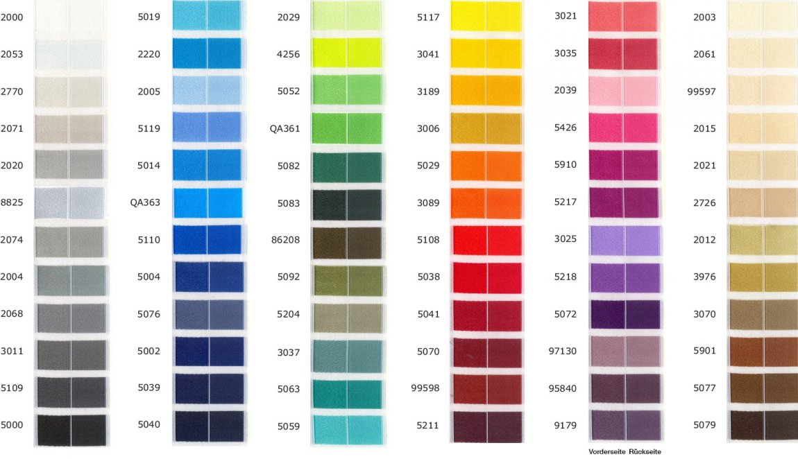 Garnfarben für Webetiketten, gewebte Textiletiketten und Weblabel - Doppelte Dichte HD und Super HD