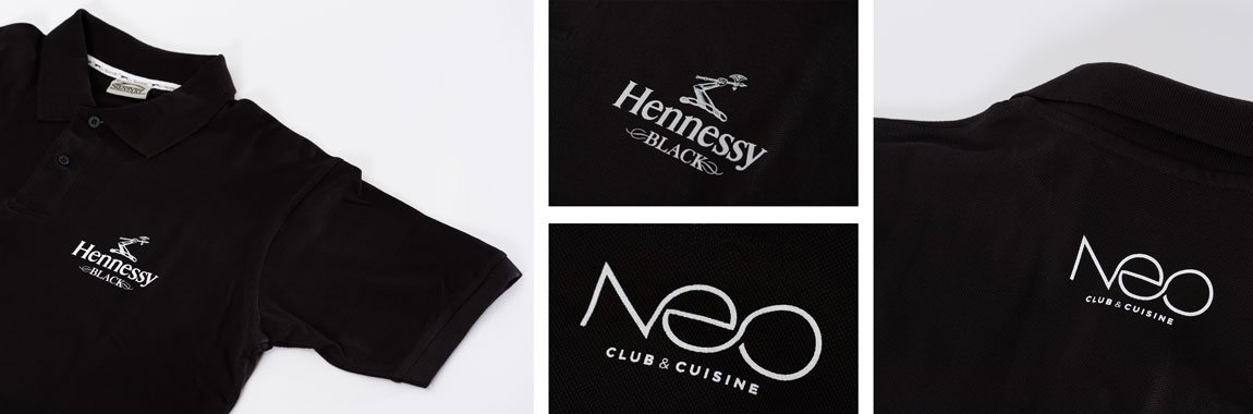 Neo club&cuisine - Textil-Siebdruck auf Poloshirt - Detail